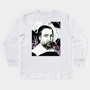 Nicolas Claude Fabri de Peiresc Black and White Portrait | Nicolas Claude Fabri de Peiresc Artwork Kids Long Sleeve T-Shirt